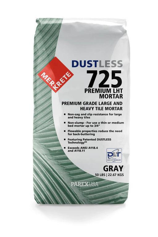 merkrete dustless 725 premium lht mortar 50 pounds gray