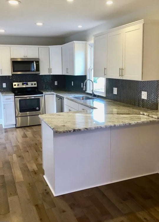 Mini Glass Herringbone kitchen tiles wall