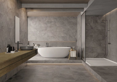 omega graphite bathroom wall and floor tile