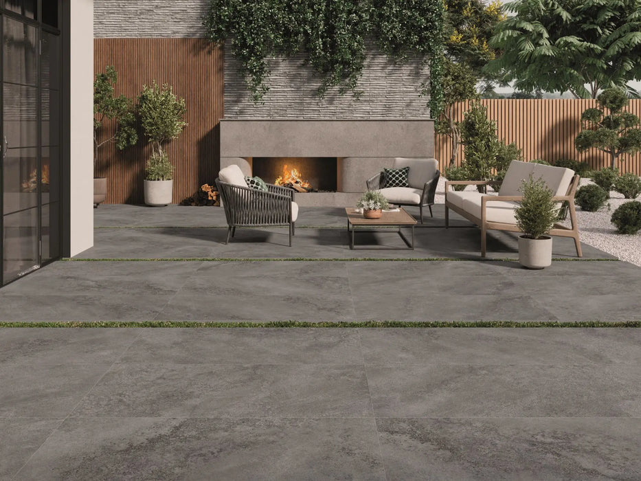 omega graphite porcelain patio floor tile outside