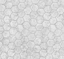 White Carrara Honed 4" Hexagon Mosaic living white tiles wall