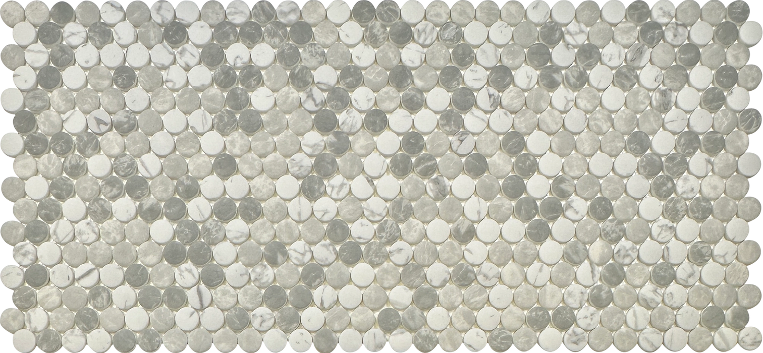 penny round recycled glass mosaic shower wall tiles 