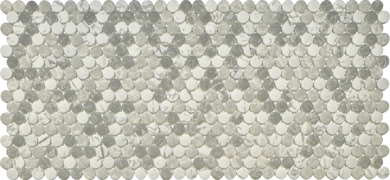 penny round recycled glass mosaic shower wall tiles 