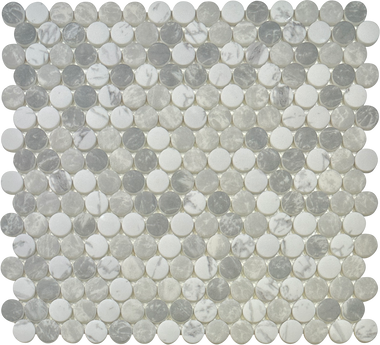 penny round recycled glass mosaic wall tile 