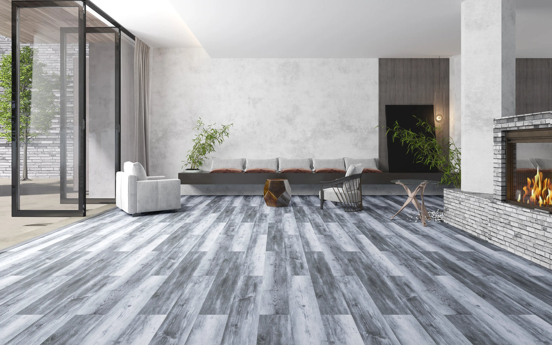 regent luxury vinyl plank grey wood living room