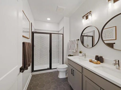 shaded hexagon dark grey porcelain bathroom tiles