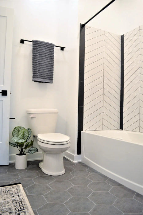 Shaded Hexagon light grey bathroom porcelain floor tiles 