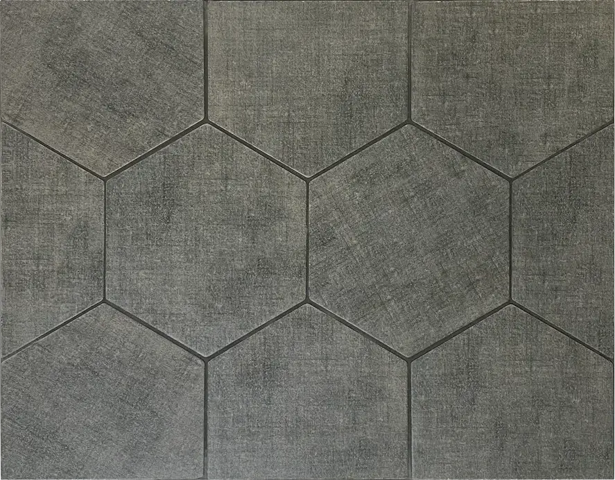 shaded hexagon porcelain floor tiles with cross hatching design