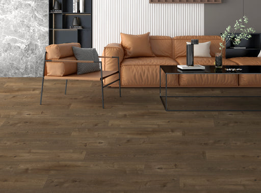 smoked oak luxury vinyl plank living room flooring