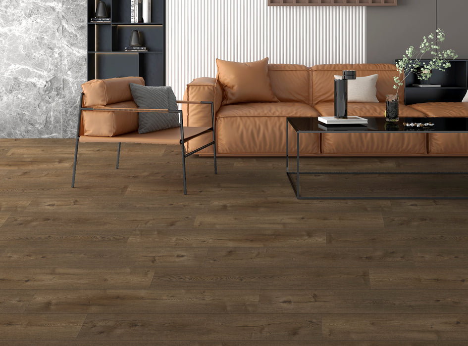smoked oak luxury vinyl plank living room flooring