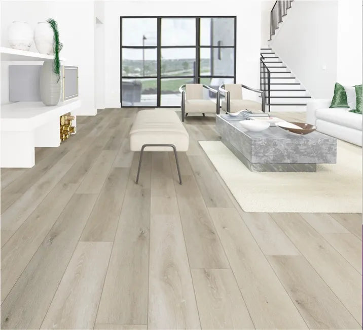 smokey creek grey beige lvp flooring living room