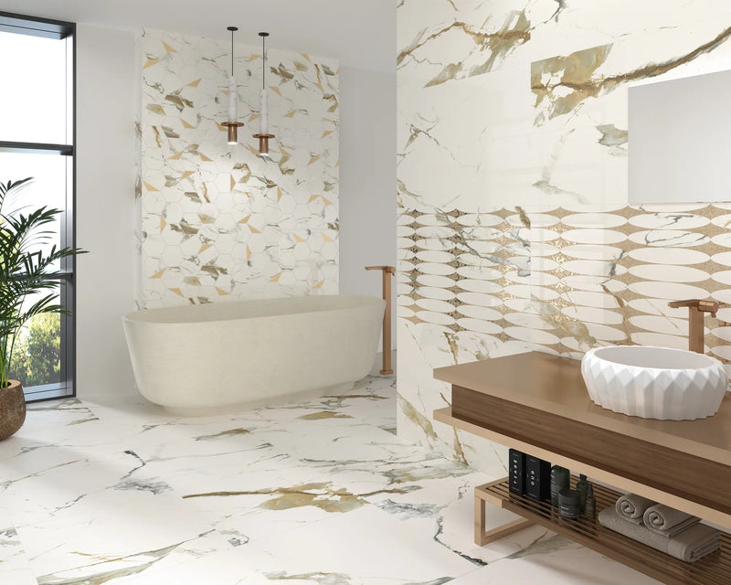 theia mosaic hexagonal ceramic bathroom wall tile