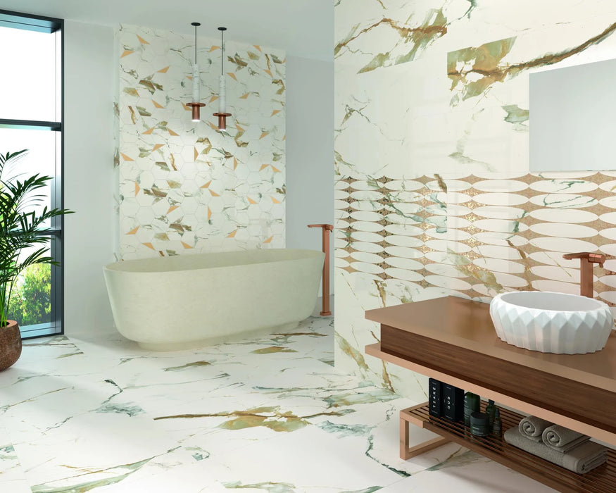 theia satin porcelain glossy floor and wall bathroom tile