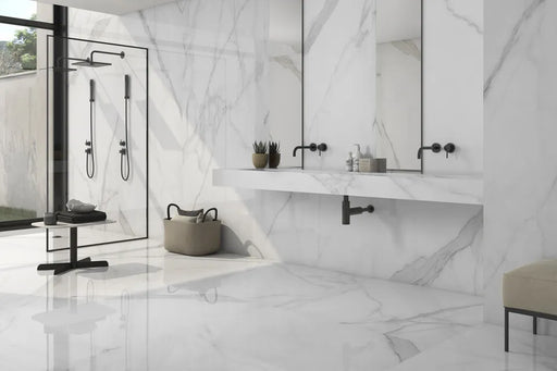 tholos white polished porcelain bathroom floor and wall tile