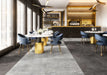 Timeless dining room grey and black tiles wall and floor