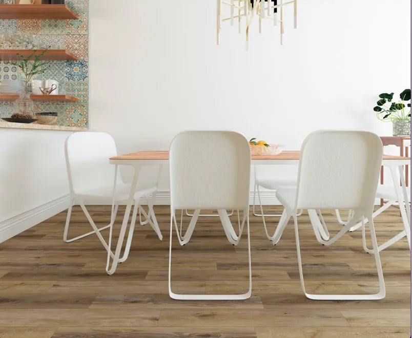 vintage hickory brown lvp flooring dining room