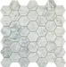 White Carrara Honed 2" Hexagon Mosaic tiles wall