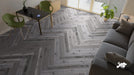 zinc luxury vinyl plank herringbone pattern flooring