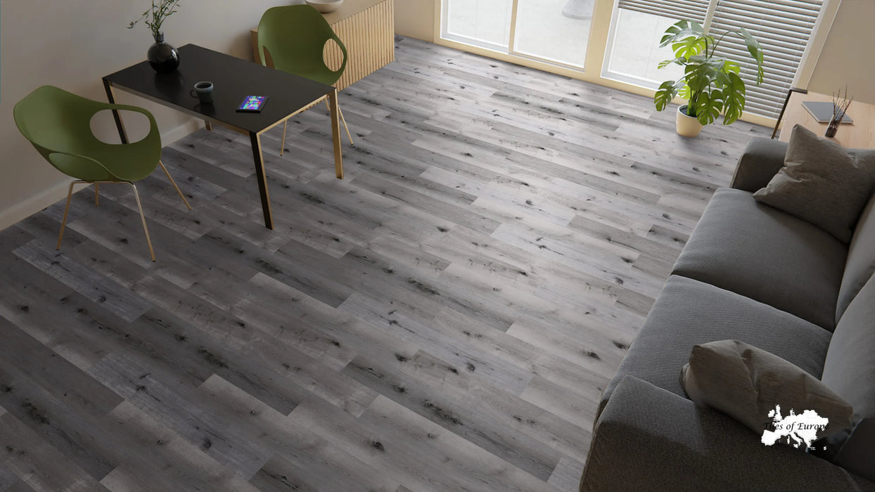 zinc luxury vinyl plank living room flooring